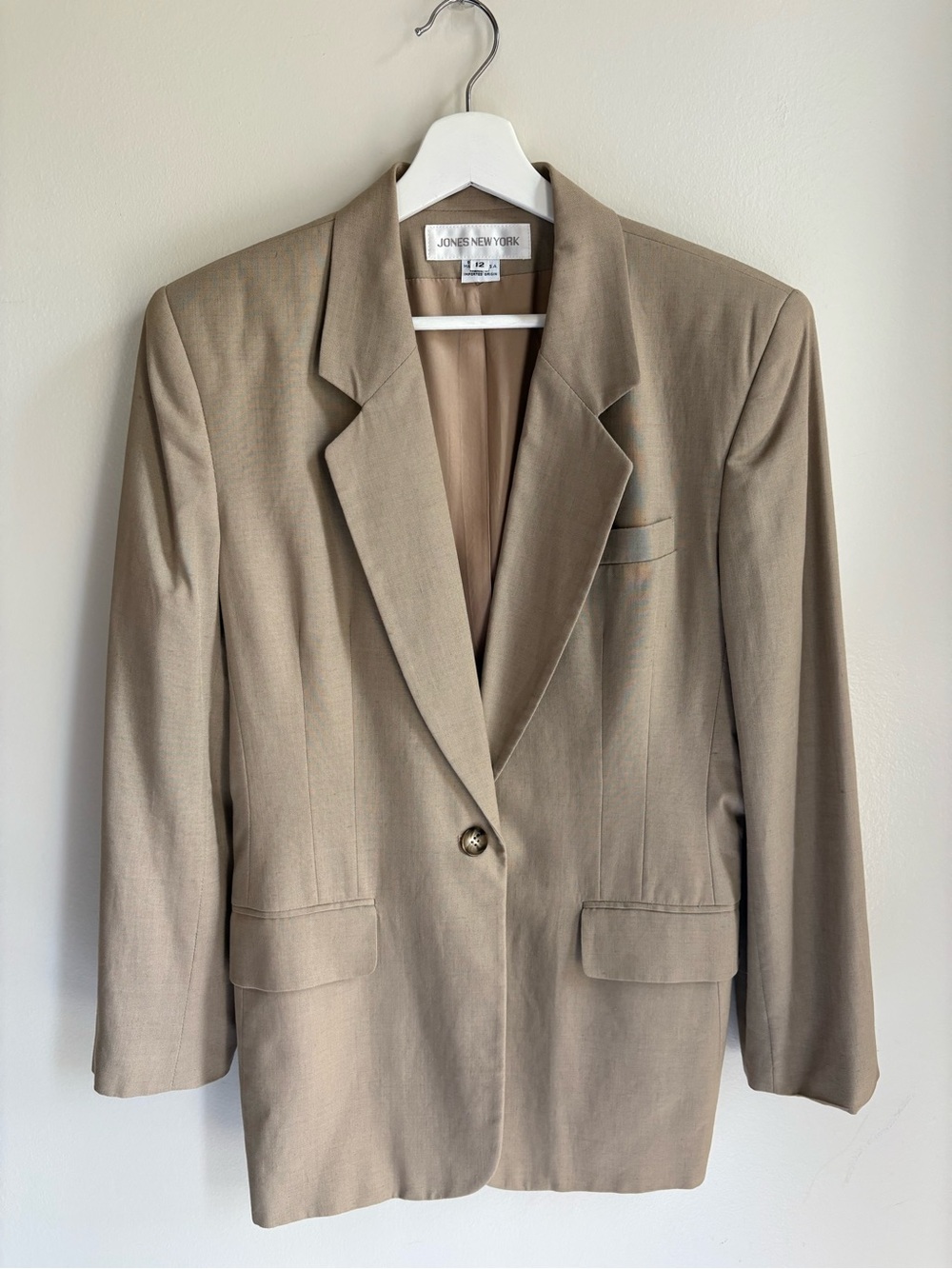 Taupe Blazer with Shoulder Pads
